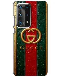Чохол для Huawei P40 з картинкою «Gucci — фірмова смуга та золото»