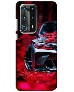 Чохол для Huawei P40 з картинкою «Спортивна BMW та квіти»
