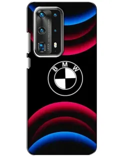 Чохол для Huawei P40 з картинкою «Логотип BMW та неонові дуги»