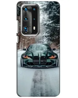 Чохол для Huawei P40 з картинкою «BMW у зимовому лісі»