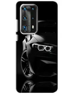 Чохол для Huawei P40 з картинкою «Чорна BMW — профіль»