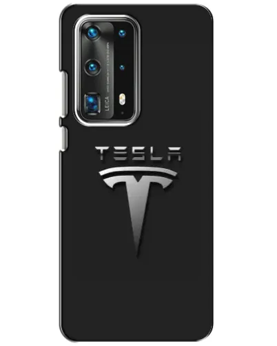 Чохол для Huawei P40 з картинкою «Сталевий логотип Tesla»
