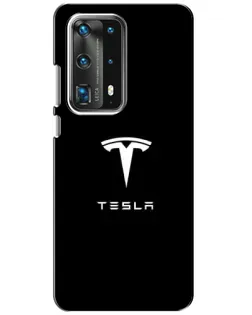 Чохол для Huawei P40 з картинкою «Tesla White Logo»