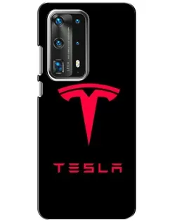 Чохол для Huawei P40 з картинкою «Tesla Red Logo»