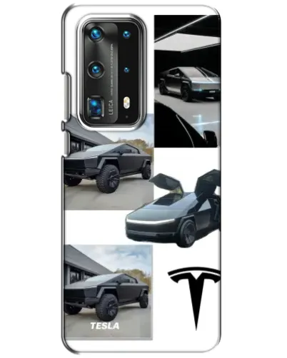 Чохол для Huawei P40 з картинкою «Колаж Cybertruck Tesla»