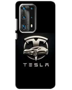 Чохол для Huawei P40 з картинкою «Tesla — срібне авто»