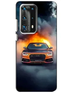 Чохол для Huawei P40 з картинкою «Audi у вогняному диму»