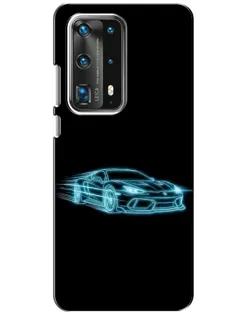 Чохол для Huawei P40 з картинкою «Неоновий контур Lamborghini»