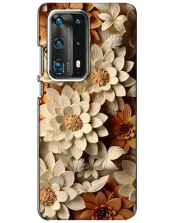 Чохол для Huawei P40 з картинкою «Бежевий флористичний декор»