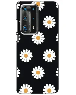 Чохол для Huawei P40 з картинкою «Ромашки на чорному»