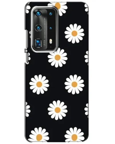 Чохол для Huawei P40 з картинкою «Ромашки на чорному»