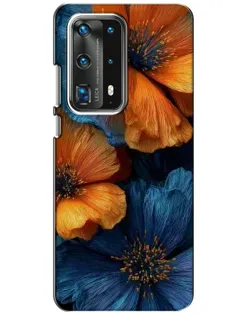 Чохол для Huawei P40 з картинкою «Яскрава синьо-помаранчева флора»
