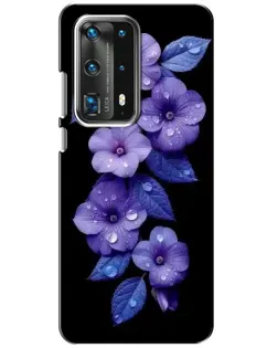 Чохол для Huawei P40 з картинкою «Фіолетові квіти з росою»