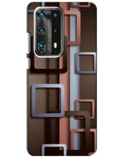 Чохол для Huawei P40 з картинкою «Коричневі об'ємні квадрати»