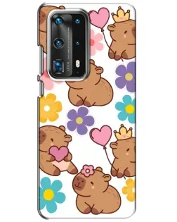 Чохол для Huawei P40 з картинкою «Квітковий паттерн капібар»