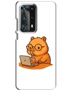 Чохол для Huawei P40 з картинкою «Капібара з ноутбуком»