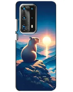Чохол для Huawei P40 з картинкою «Захід сонця з капібарою»