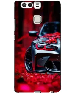 Чохол для Huawei P9 з картинкою «Спортивна BMW та квіти»