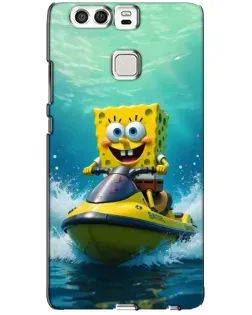 Чехол для Huawei P9 с картинкой «Спанч Боб на гидроцикле»