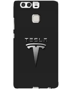 Чохол для Huawei P9 з картинкою «Сталевий логотип Tesla»