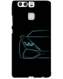 Чохол для Huawei P9 з картинкою «Блакитний силует Lamborghini»