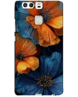 Чохол для Huawei P9 з картинкою «Яскрава синьо-помаранчева флора»