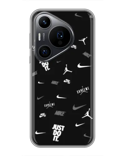 Чехол для Huawei Pura 70 PRO с картинкой «Nike Black Pattern» Чехол для Huawei Pura 70 PRO с картинкой «Nike Black Pattern»