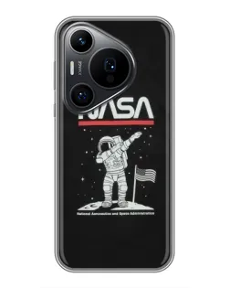 Чехол для Huawei Pura 70 PRO с картинкой «NASA — шагаем по Луне»