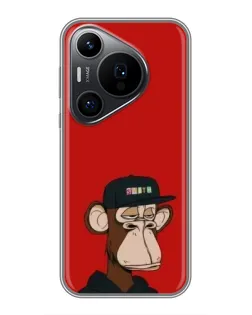 Чехол для Huawei Pura 70 PRO с картинкой «Bored Ape — красный фон» Чехол для Huawei Pura 70 PRO с картинкой «Bored Ape — красный фон»