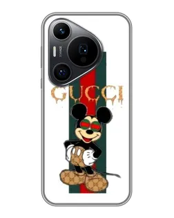 Чехол для Huawei Pura 70 PRO с картинкой «Микки Маус Gucci — полосы»