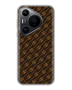 Чехол для Huawei Pura 70 PRO с картинкой «Gucci — золотые диагонали»