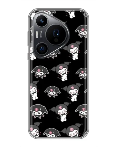 Чехол для Huawei Pura 70 PRO с картинкой «Черный паттерн Kuromi»
