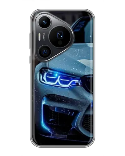 Чехол для Huawei Pura 70 PRO с картинкой «Взгляд BMW с синими фарами»