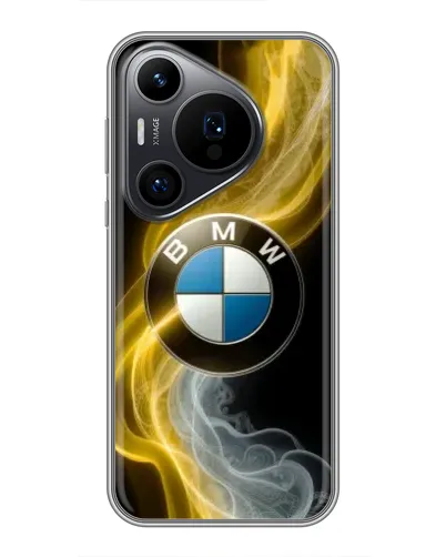 Чехол для Huawei Pura 70 PRO с картинкой «Золотистый дым BMW»