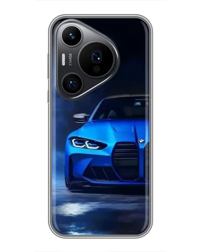 Чехол для Huawei Pura 70 PRO с картинкой «Голубая BMW M4»