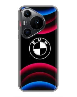 Чехол для Huawei Pura 70 PRO с картинкой «Логотип BMW и неоновые дуги»