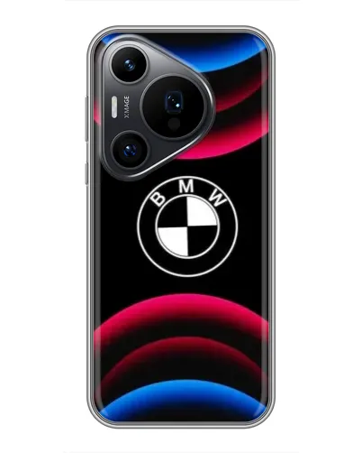 Чехол для Huawei Pura 70 PRO с картинкой «Логотип BMW и неоновые дуги»