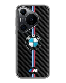 Чехол для Huawei Pura 70 PRO с картинкой «Эмблема BMW и карбон»