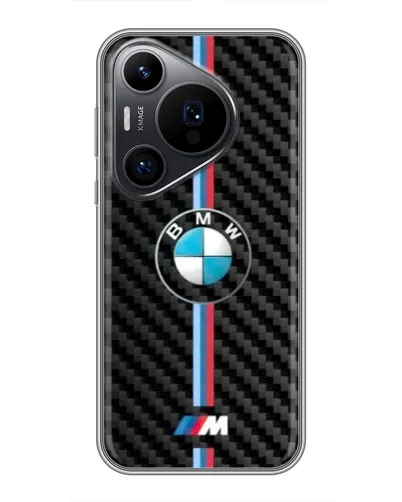 Чехол для Huawei Pura 70 PRO с картинкой «Эмблема BMW и карбон»