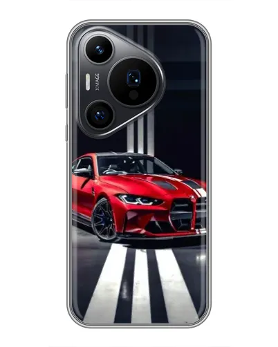Чехол для Huawei Pura 70 PRO с картинкой «Красная BMW на дороге»