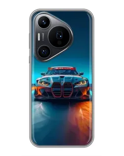 Чехол для Huawei Pura 70 PRO с картинкой «BMW — огни неона»