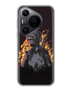 Чехол для Huawei Pura 70 PRO с картинкой «PUBG — огненный силуэт» Чехол для Huawei Pura 70 PRO с картинкой «PUBG — огненный силуэт»