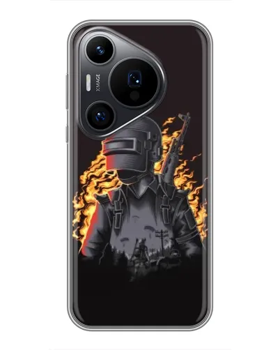Чехол для Huawei Pura 70 PRO с картинкой «PUBG — огненный силуэт»