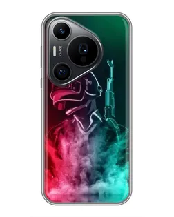 Чехол для Huawei Pura 70 PRO с картинкой «PUBG — огненный воин» Чехол для Huawei Pura 70 PRO с картинкой «PUBG — огненный воин»