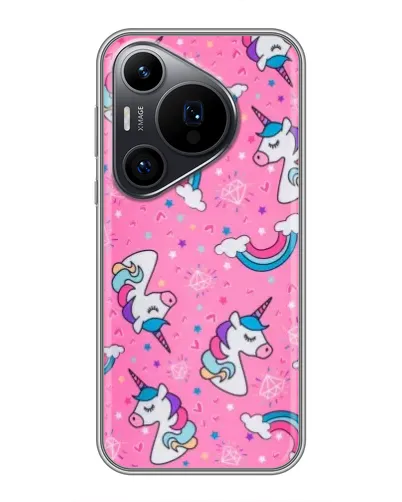 Чехол для Huawei Pura 70 PRO с картинкой «Unicorn паттерн розовый» Чехол для Huawei Pura 70 PRO с картинкой «Unicorn паттерн розовый»