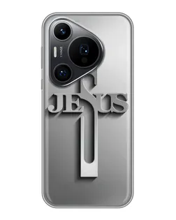 Чехол для Huawei Pura 70 PRO с картинкой «Металлический крест Jesus»