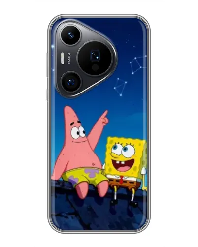 Чехол для Huawei Pura 70 PRO с картинкой «Губка Боб и Патрик ночью» Чехол для Huawei Pura 70 PRO с картинкой «Губка Боб и Патрик ночью»