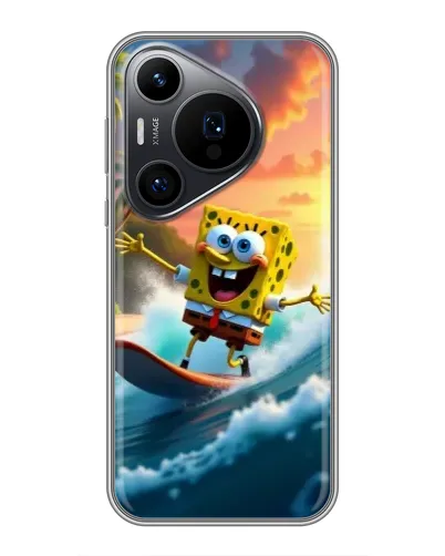 Чехол для Huawei Pura 70 PRO с картинкой «Губка Боб серфингист» Чехол для Huawei Pura 70 PRO с картинкой «Губка Боб серфингист»