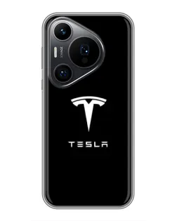 Чехол для Huawei Pura 70 PRO с картинкой «Tesla White Logo»