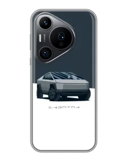 Чехол для Huawei Pura 70 PRO с картинкой «Серебристый Cybertruck Tesla»
